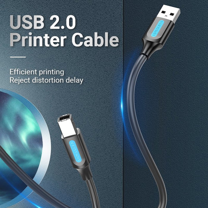 Vention Cable USB 2.0 para Impresora COQBI USB A a USB B, 3m, Negro